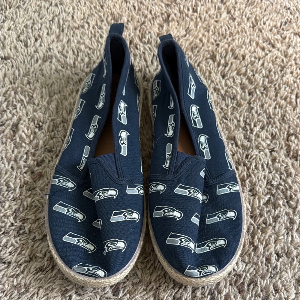 Navy Slip-On Shoes with Seattle Seahawks Logo